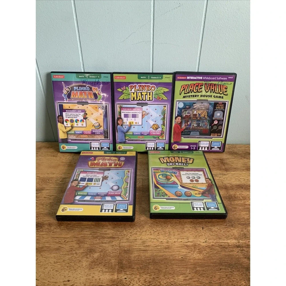 Lakeshore Interactive Whiteboard Lot Of 5 Computer CD grade 1-5 Home School Math